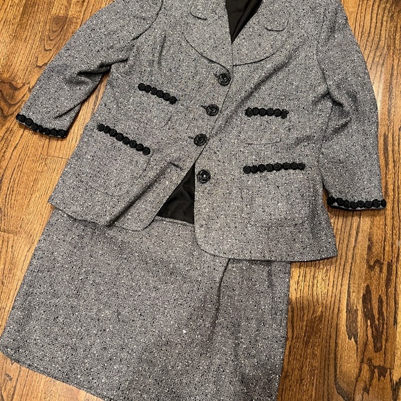 Saks Fifth Avenue Folio Collection Black Tweed Skirt Jacket Suit Set Sz 18w - Picture 2 of 7